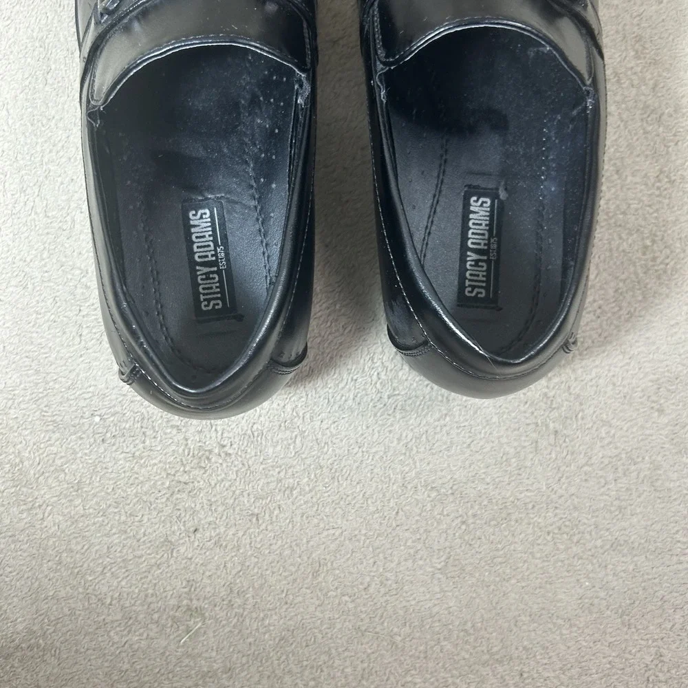 Stacy Adams Boys' Black Derby Dress Loafers Size 7M Bit Slip-On Shoes 43384-001